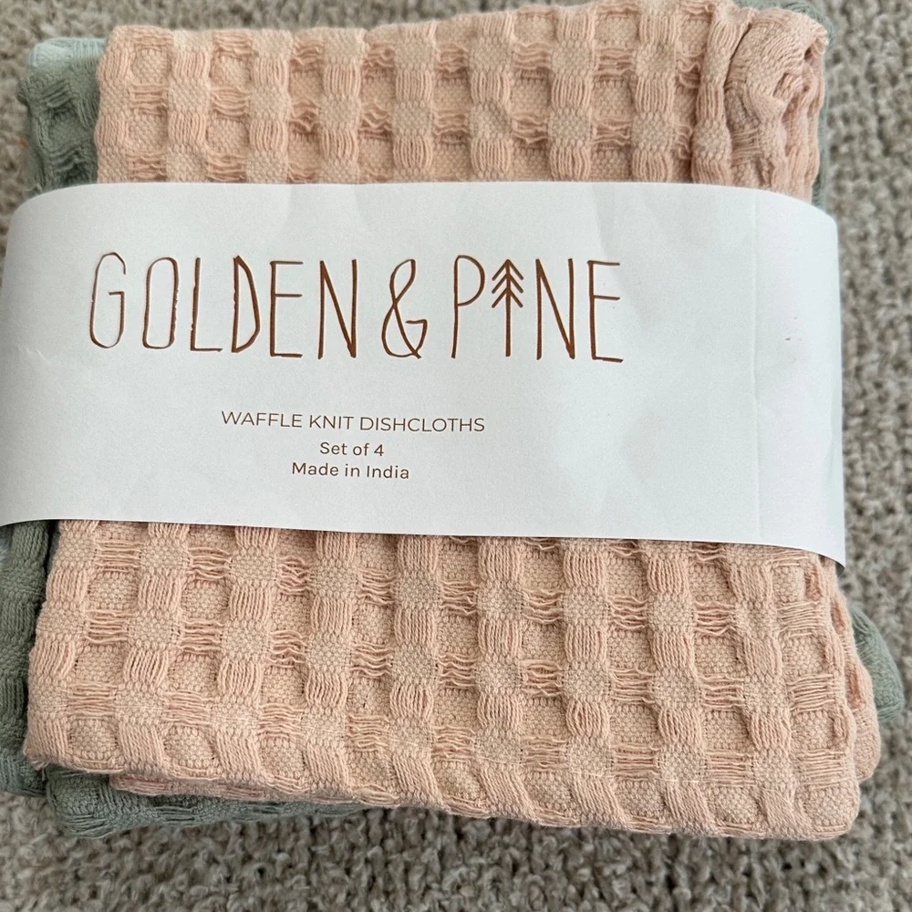 Golden & Pine Waffle Knit Dishcloths Set - Picture 1 of 2